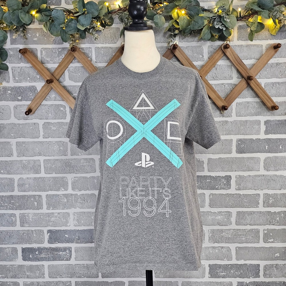 Playstation Mens Gray‎ Graphic Tee Party Like Its 1994 Retro Gamer Shirt Size M